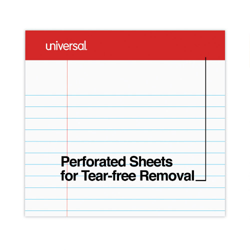 Universal Perforated Writing Pads， Wide/Legal Rule， 8.5 x 11.75， White， 50 Sheets， Dozen (20630)