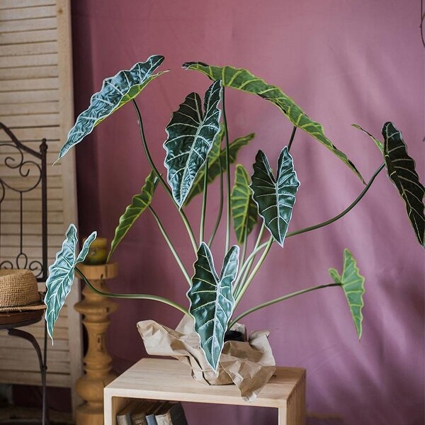 RusticReach Potted Plant Artificial Alocasia Plant 31 Tall