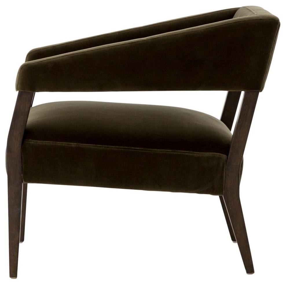 Gary Modern Oak Green Velvet Club Chair   Midcentury   Armchairs And Accent Chairs   by Zin Home  Houzz