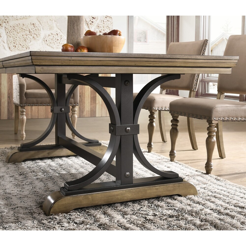 Roundhill Furniture Dasher Driftwood Finish Extendable Table