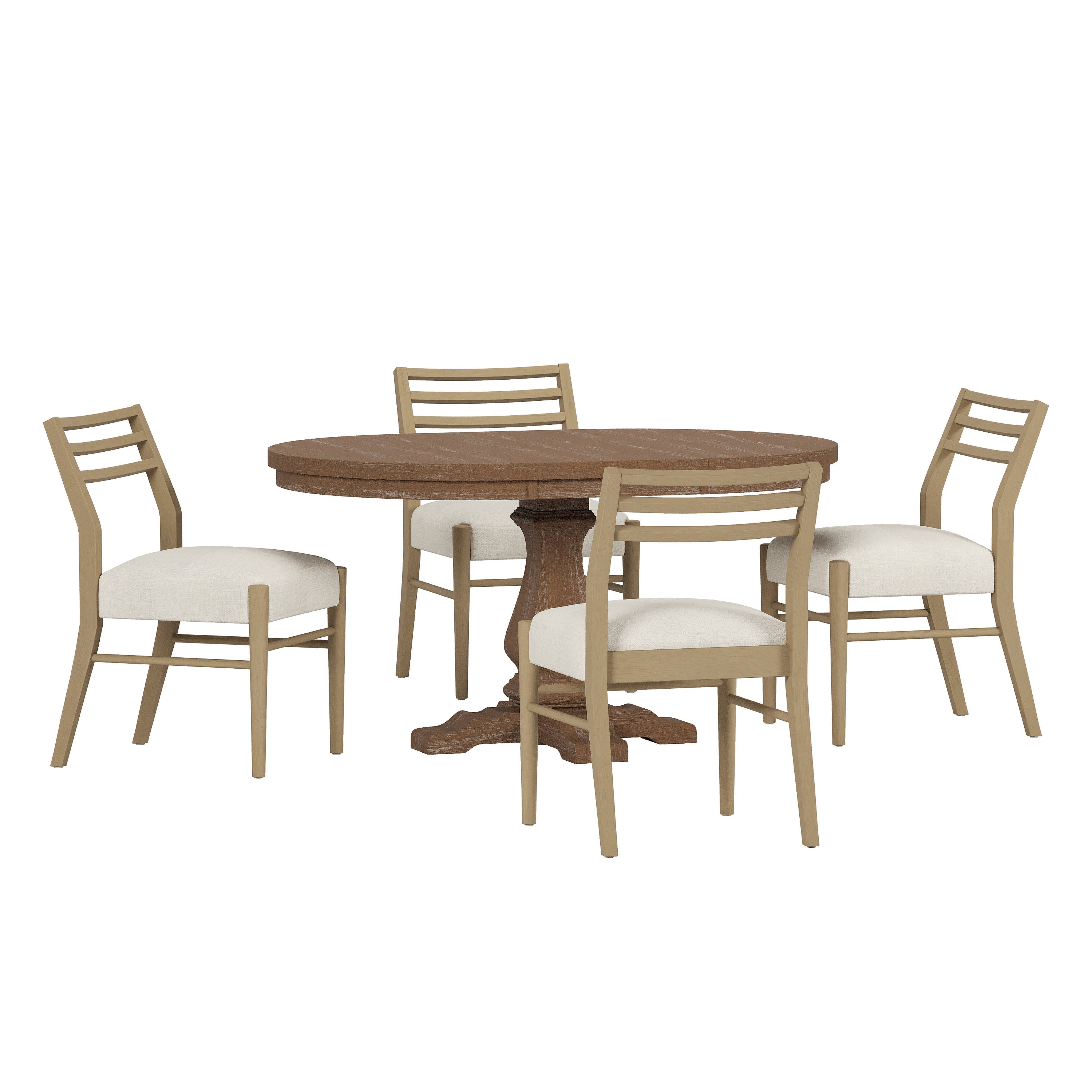 Alachua Farmhouse Fabric Upholstered Wood Expandable 5 Piece Dining Set