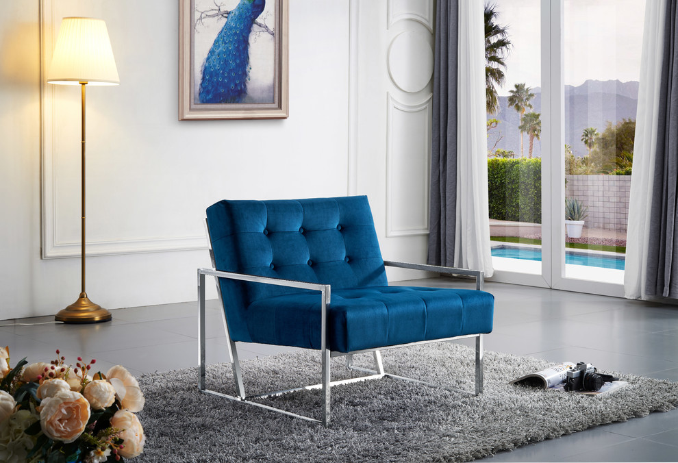 Alexis Chrome Accent Chair   Contemporary   Armchairs And Accent Chairs   by Meridian Furniture  Houzz