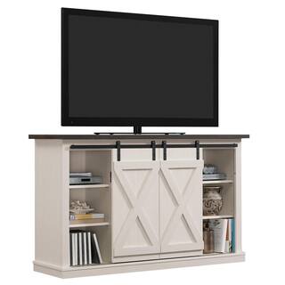 Bell'O Cottonwood 54 in. Sargent Oak and Cream Wood TV Stand Fits TVs Up to 60 in. with Storage Doors TC54-6127-TPG03