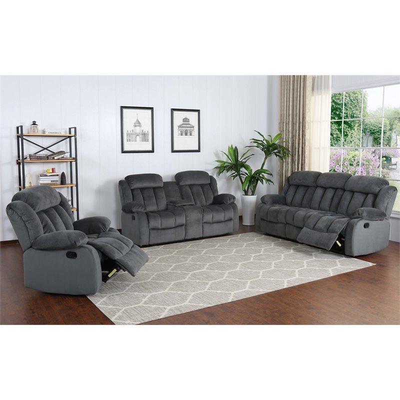 Sunset Trading Madison 3 Piece Fabric Reclining Living Room Set in Charcoal   Transitional   Living Room Furniture Sets   by GwG Outlet  Houzz