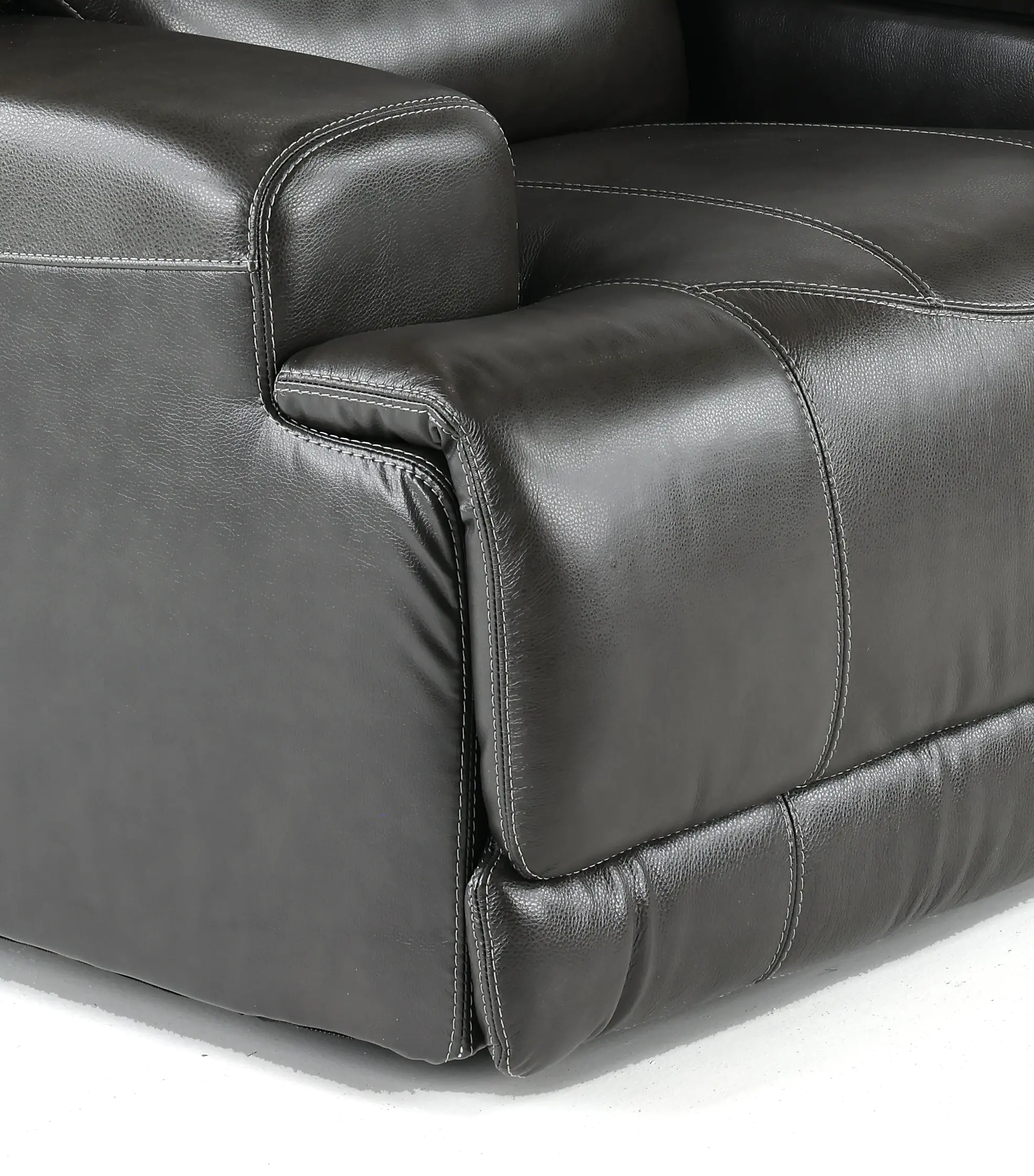 Stampede Charcoal Leather-Match Power Reclining Loveseat