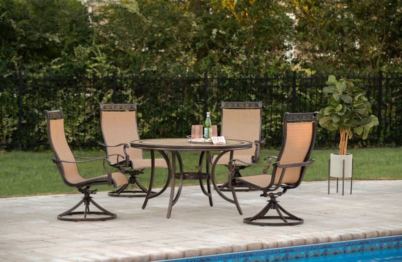 Hanover Brown Monaco 5-Piece Outdoor Dining Patio Set