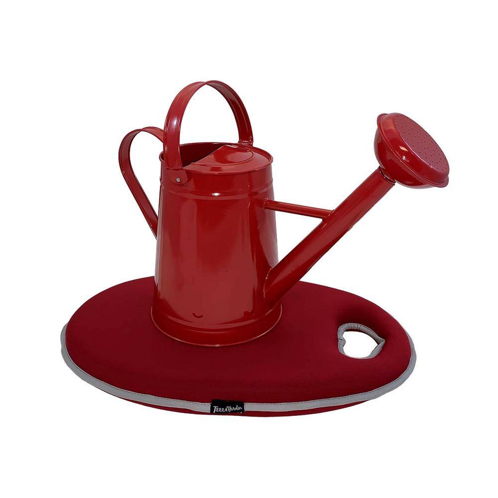 1.2 Gal. Red Traditional Watering Can with Red Memory Foam Kneeling Cushion 36-3180R