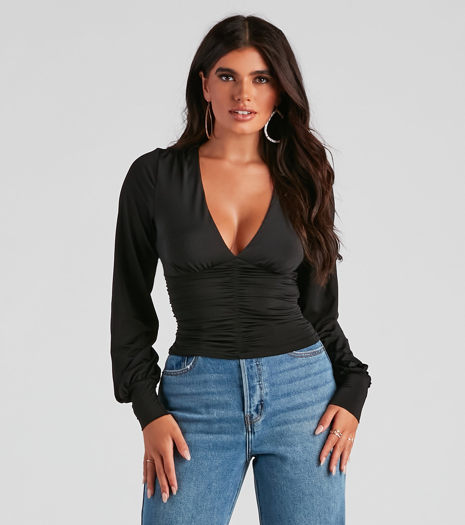 Sultry Classic Plunge V-Neck Top