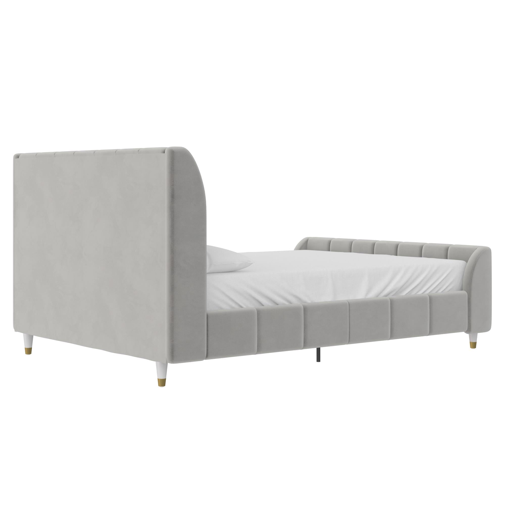 Little Seeds Valentina Kids' Full Upholstered Bed, Gray Velvet