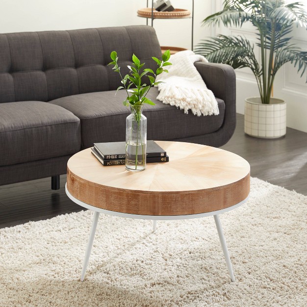 Modern Wood And Iron Coffee Table Natural Brown Olivia amp May