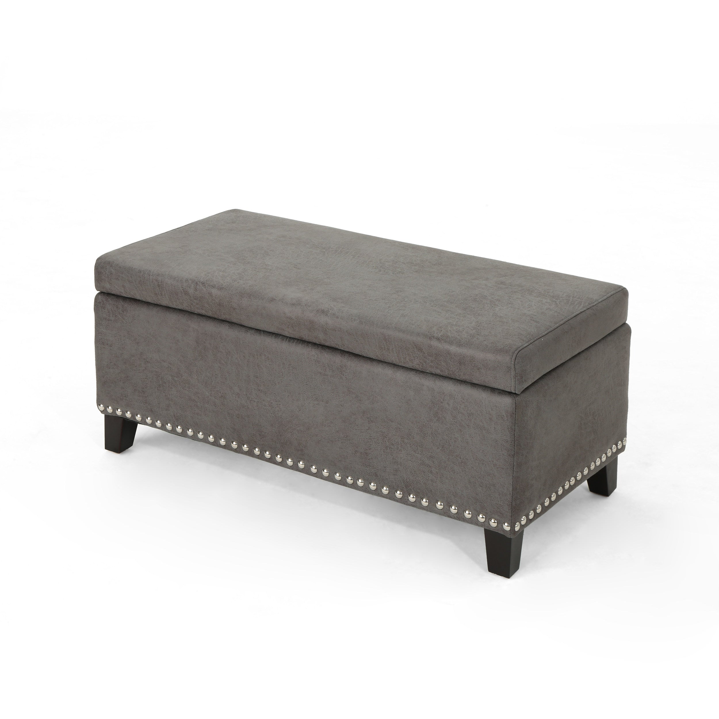 Carl Rectangle Microfiber Storage Ottoman Bench