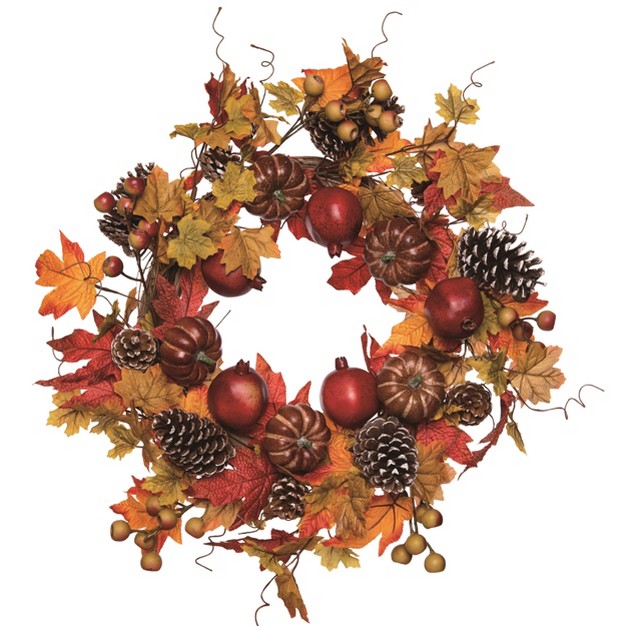 Transpac Natural Fiber 24 In Multicolor Harvest Colorful Wreath