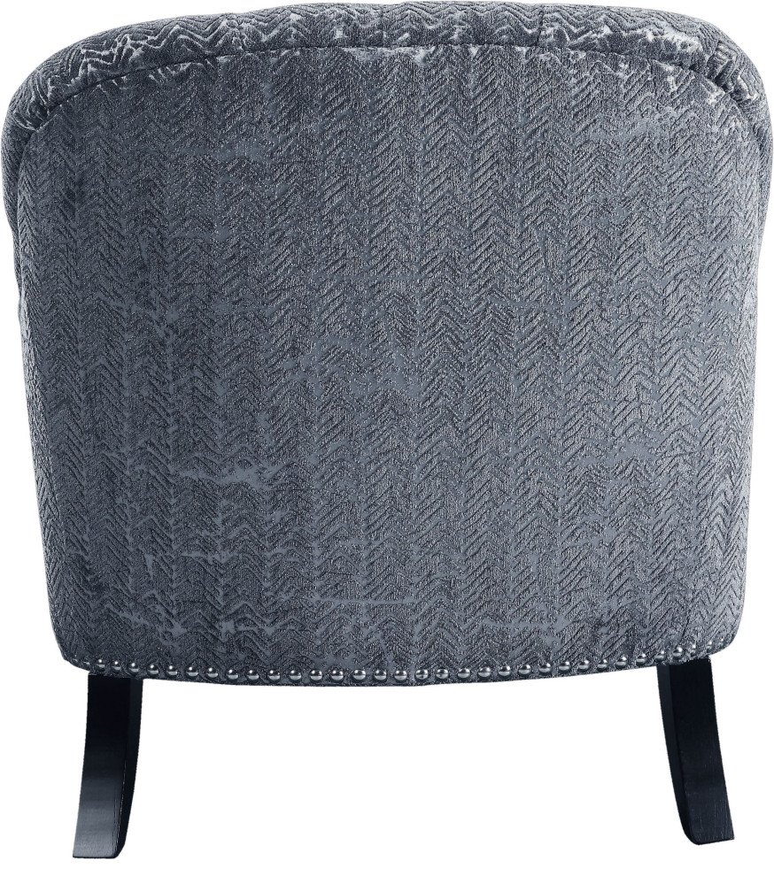 Gaura Chair With 1 Pillow  Pattern Gray Velvet   Traditional   Armchairs And Accent Chairs   by Homesquare  Houzz