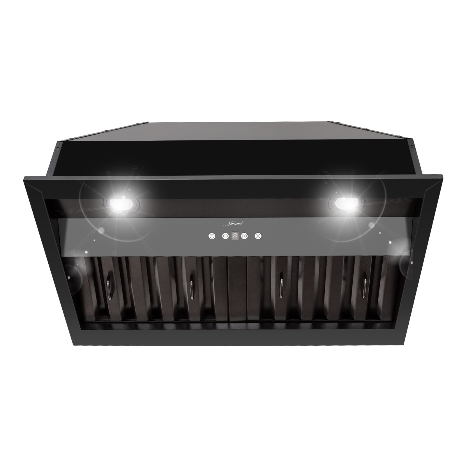 30-36in.Insert Range Hood， Ultra Quiet， Powerful Suction Matte Black Ducted Kitchen Vent Hood with LED Lights， 3-Speeds 600CFM