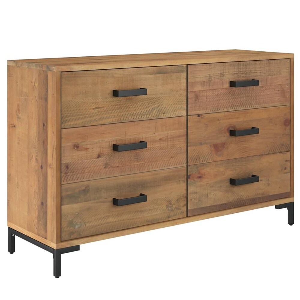 vidaXL Sideboard Coffee Bar Buffet Cabinet Modern with Drawers Solid Wood Pine   43.3\