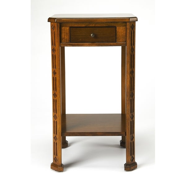 Olive Ash Burl Accent Table with Carved Details