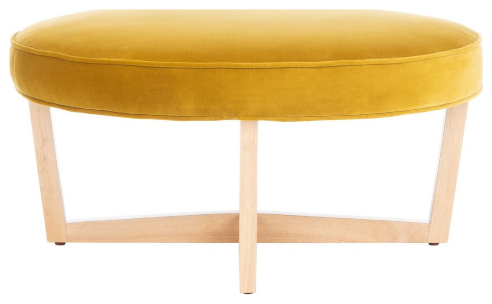 Loreto Velvet Ottoman Gold   Contemporary   Footstools And Ottomans   by AED Luxury Home Decor  Houzz