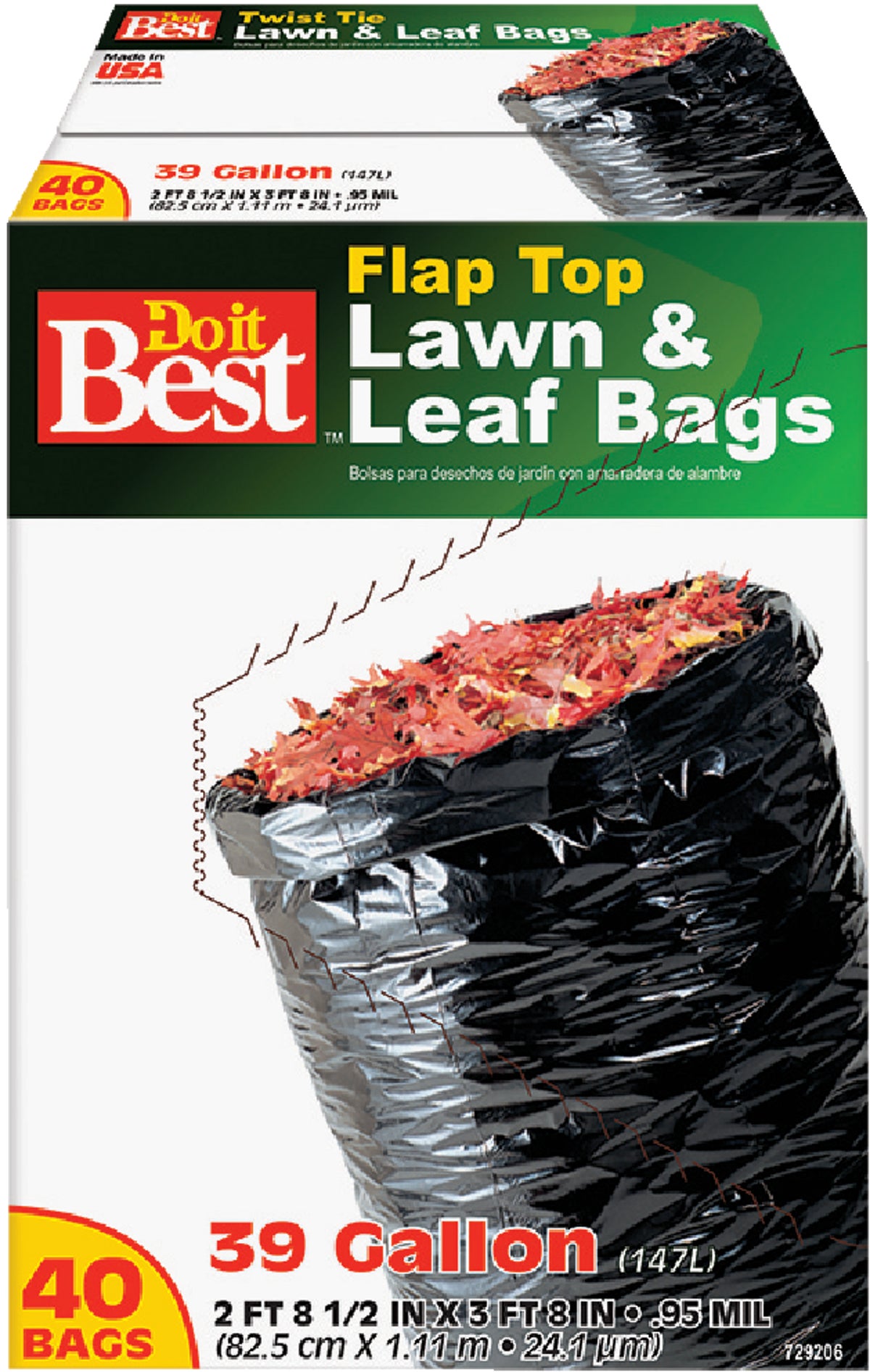 Do it Best Flap Tie Lawnamp Leaf Bag 39 Gal. Black