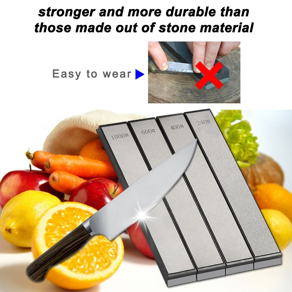 Kitchen Chef Knife Sharpener Fixed Rotation Angle with 4 Whetstones