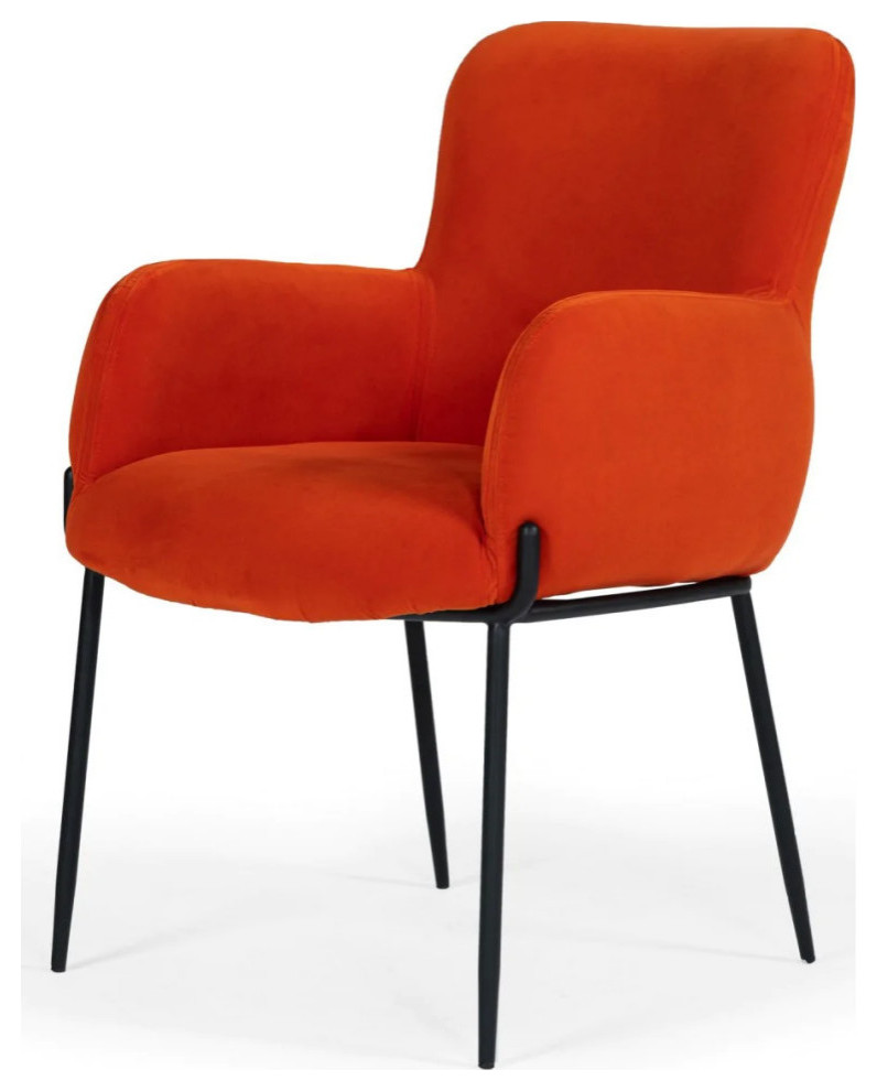 Gary Mid  Century Orange Velvet Dining Chair  Set of 2   Midcentury   Dining Chairs   by V.S.D Furniture  Houzz