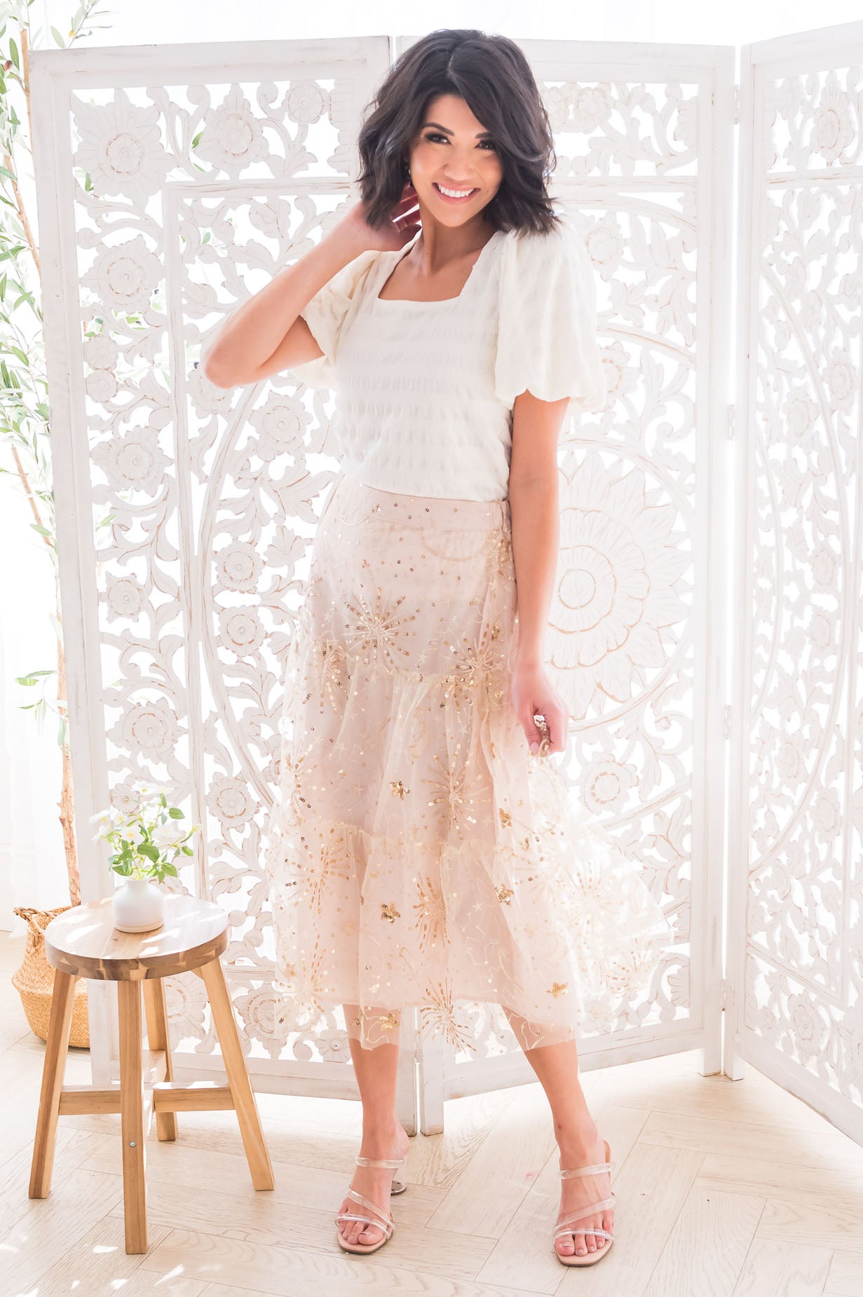 A Whole Lot of Class Modest Sequin Skirt