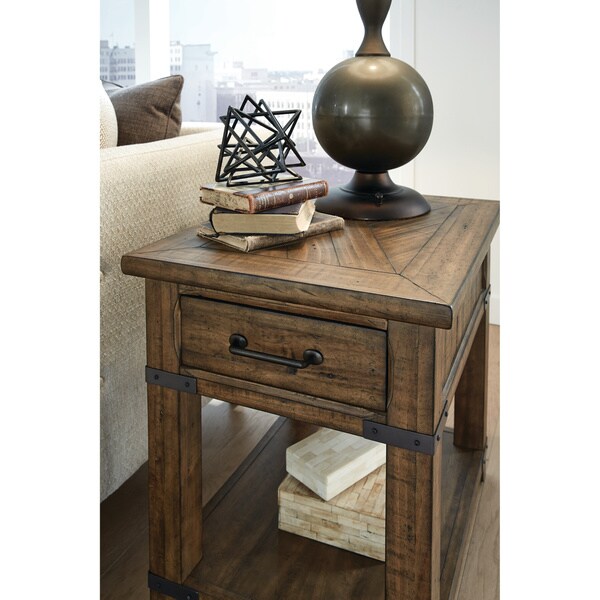 Carbon Loft Michael Farmhouse Timber Pine Rectangular End Table - 20.00l x 26.00w x 24.00h