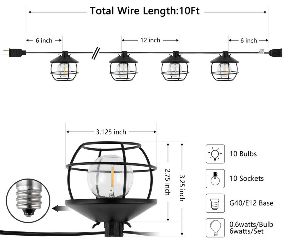 Safavieh Agitha Led Outdoor String Lights Black   Outdoor Rope And String Lights   by HedgeApple  Houzz