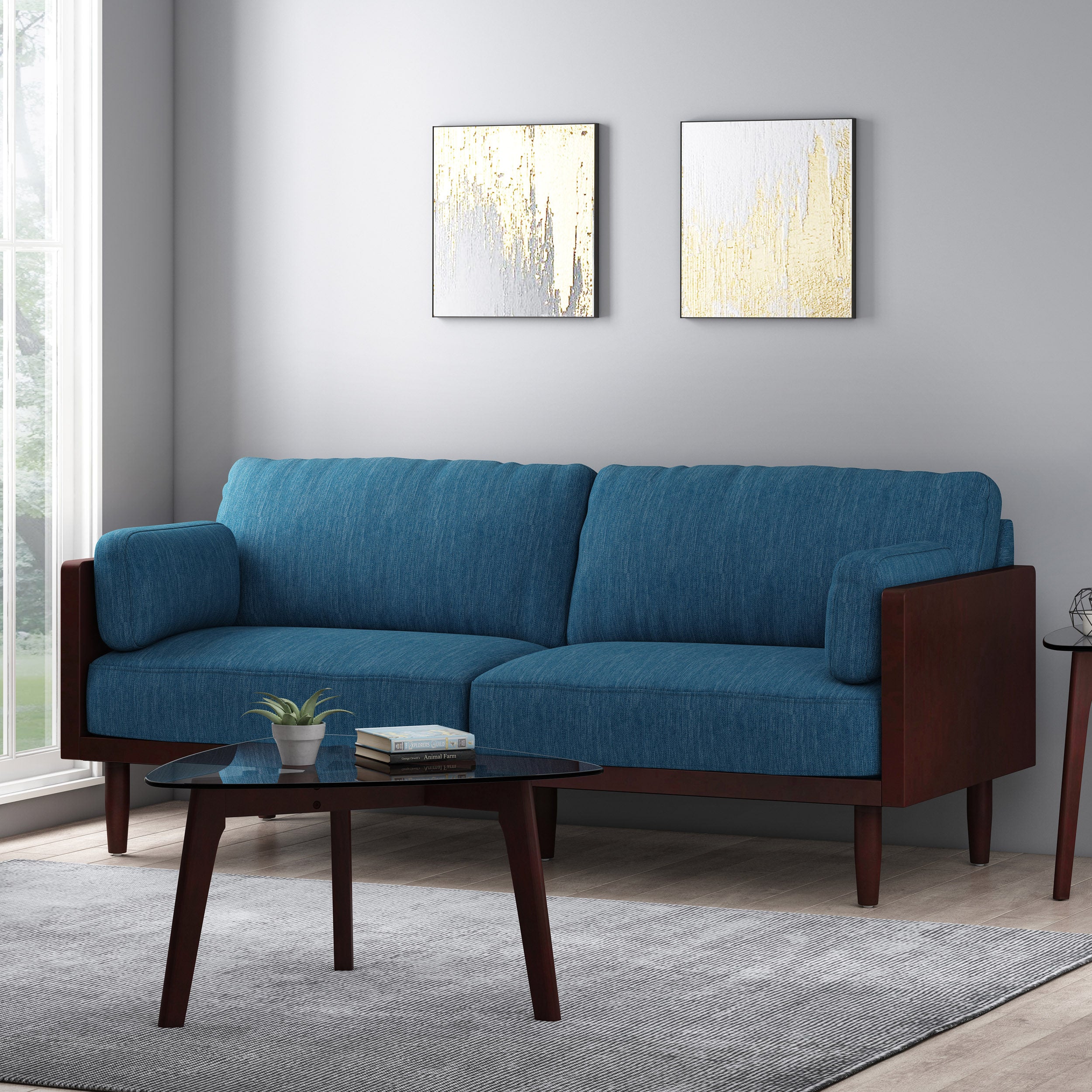 Bagan Mid-Century Modern Upholstered 3 Seater Sofa