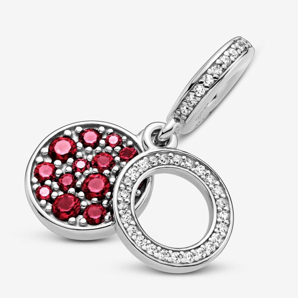 PANDORA  Sparkling Red Disc Double Dangle Charm