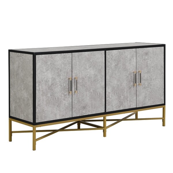 Distinctive Features of FourDoor Sideboard with Metal and CrossLeg Design，Suitable