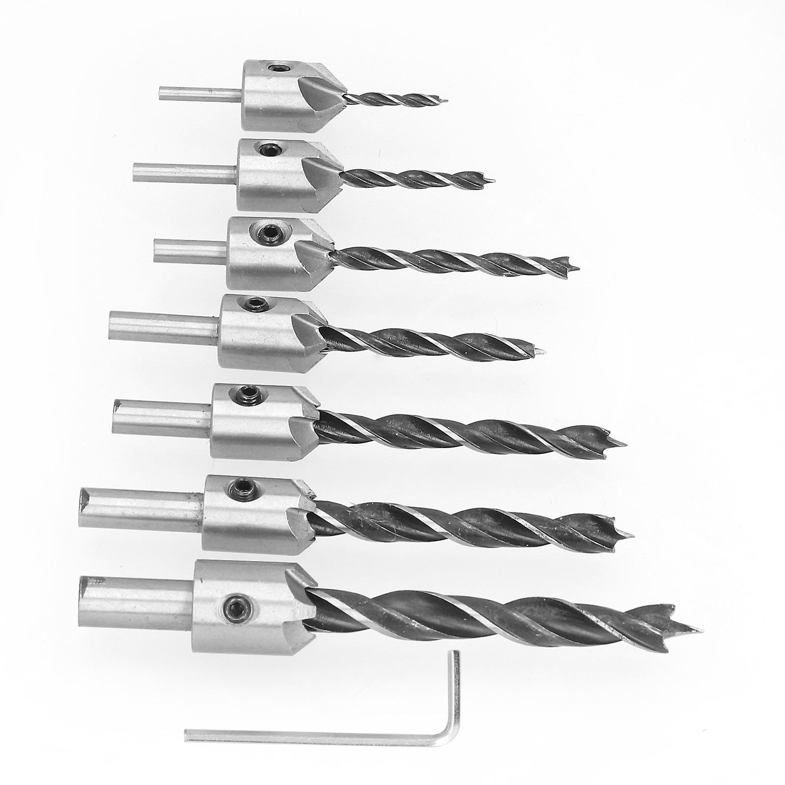 7pcs Countersink Drill Bits Set Woodworking High Speed Steel Counter Sinker Drill Bit For Carpentry