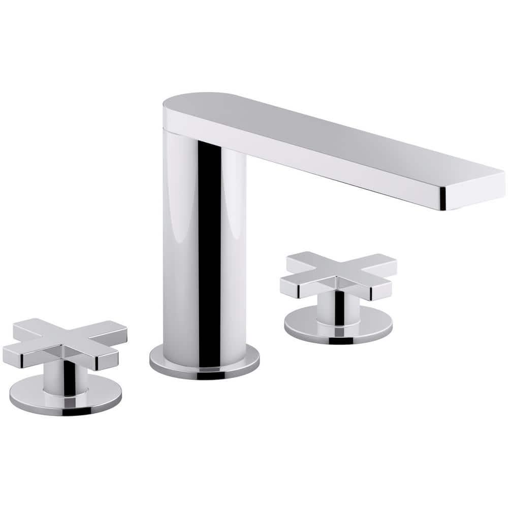 KOHLER Composed 8 in Widespread 2Handle Cross Handle Bathroom Faucet with Drain in Polished Chrome