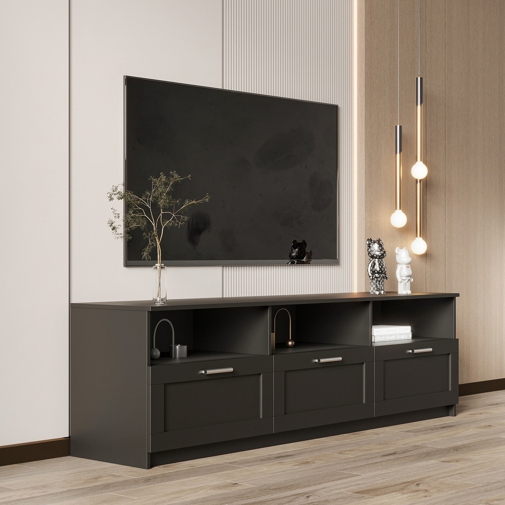 Modern minimalist TV cabinet 80 inch TV stand  open locker