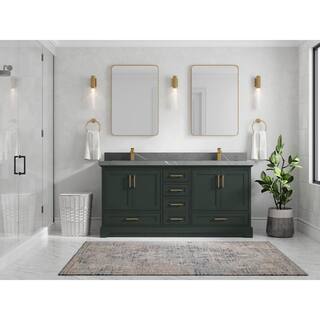 Willow Collections Fenway 72 in. W x 22 in. D x 36 in. H Double Sink Bath Vanity in Pewter Green with 2