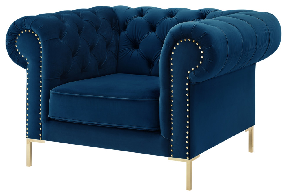 Inspired Home Ariadna Club Chair Button Tufted  Velvet   Contemporary   Armchairs And Accent Chairs   by Inspired Home  Houzz