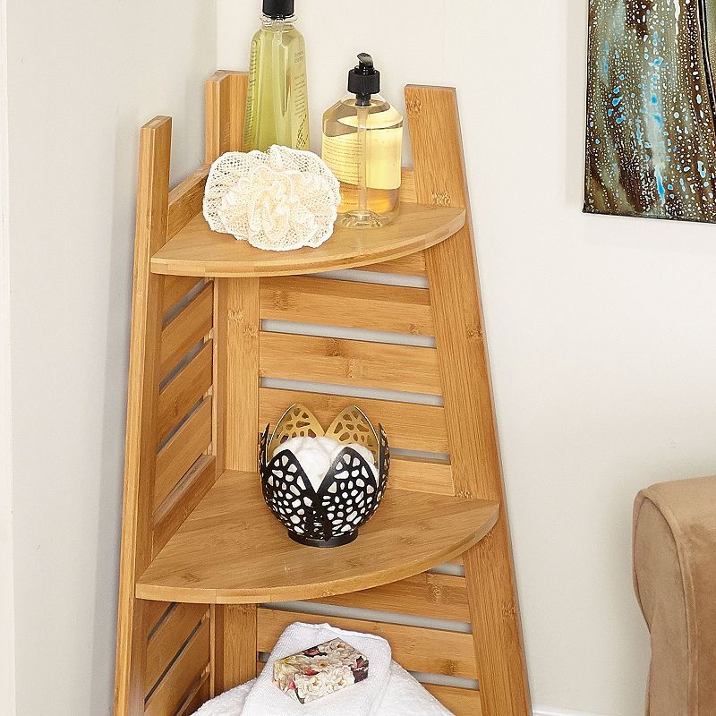 Linon Bracken Bamboo Corner Shelf