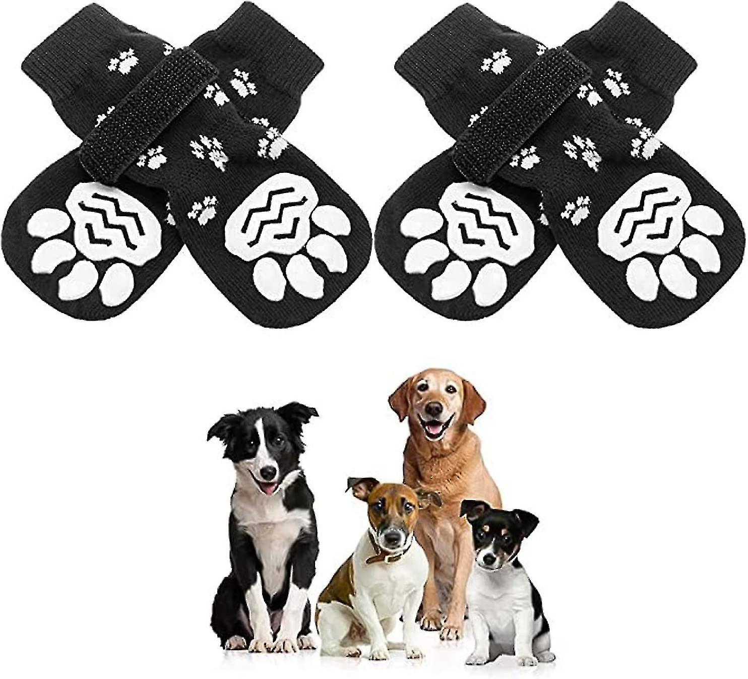 2 Pairs Anti Slip Dog Socks， Dog Grip Socks With Straps Traction Control For Indoor On Hardwood Floor Wear