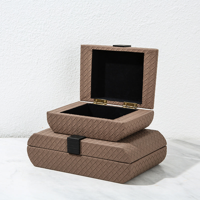 Light Brown Textile Texture Decorative Box - A Fb-Pg2105A