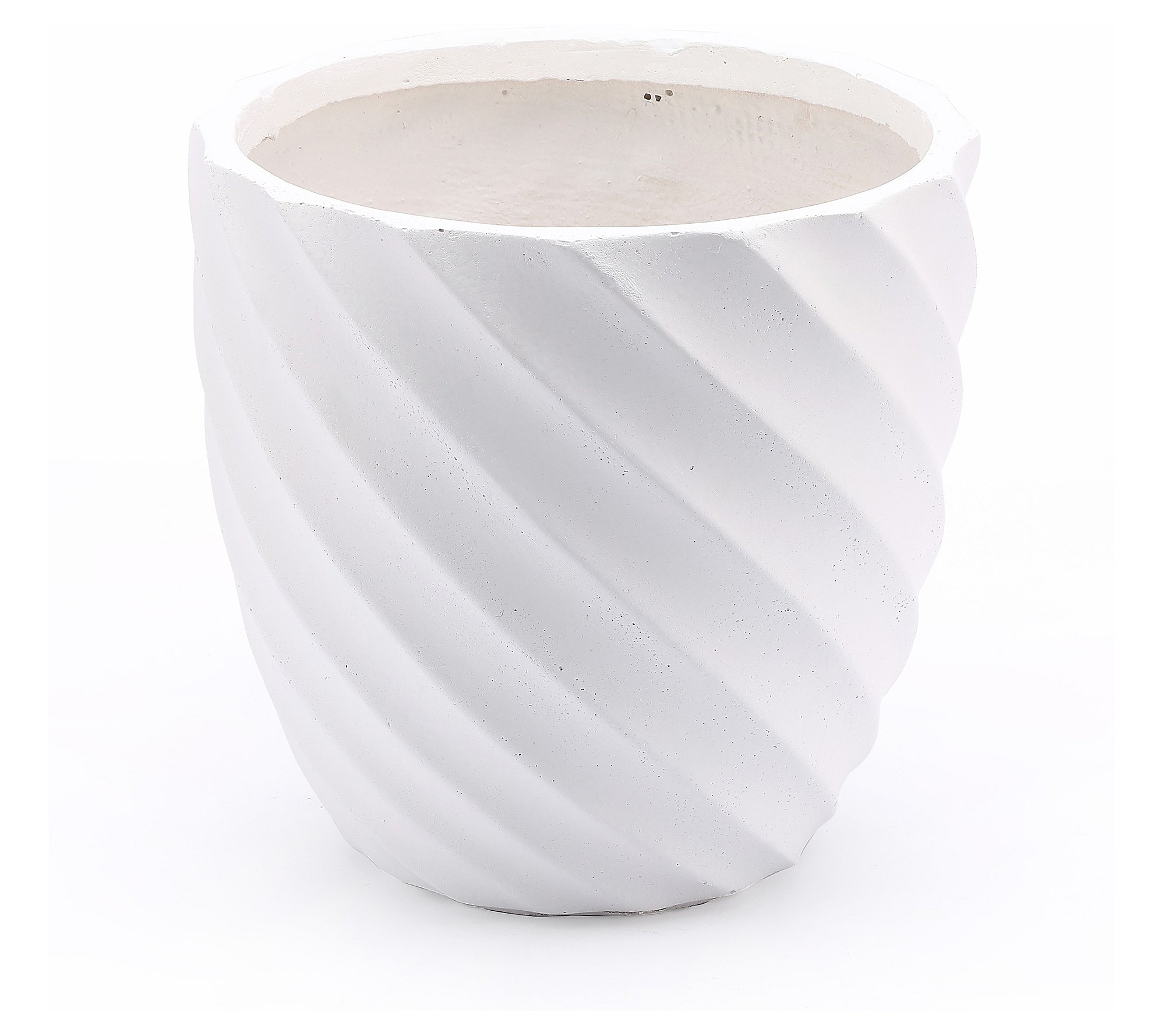 LuxenHome White Swirl Round Planter