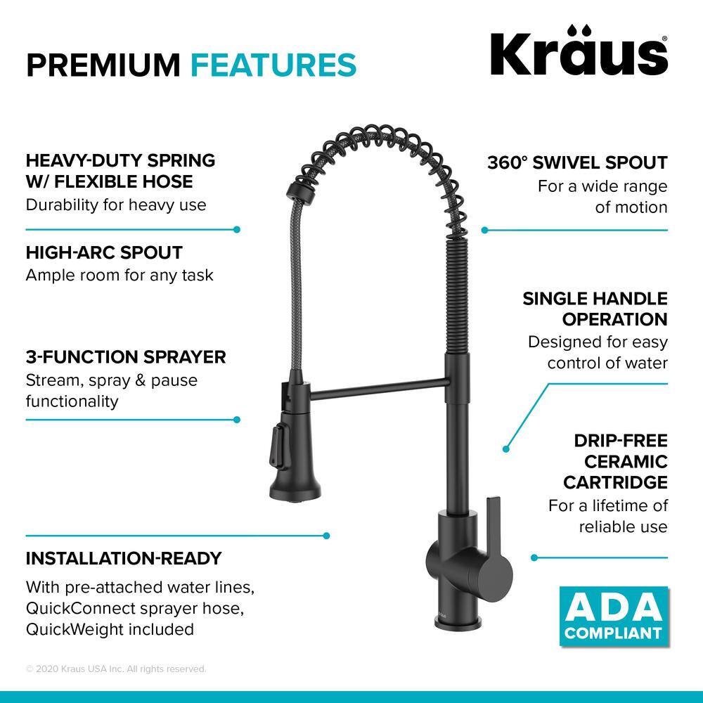 KRAUS Britt Single-Handle Pull-Down Sprayer Kitchen Faucet in Matte Black KPF-1691MB