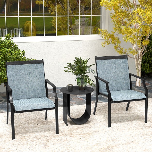 Tangkula Set Of 4 Patio Dining Chairs Outdoor Armchairs W Sturdy Metal Frame