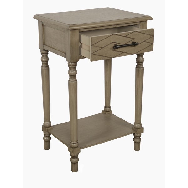 Anthony One Drawer Side Table， Stone Wash