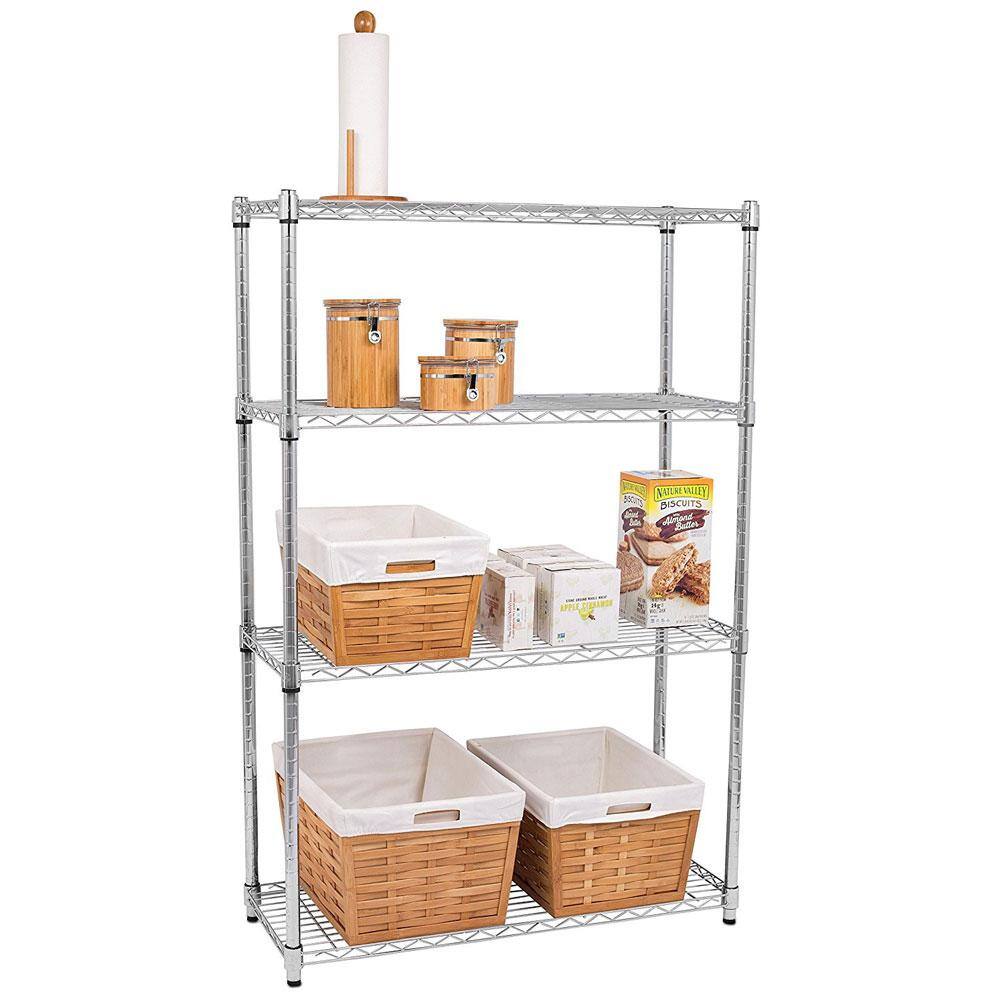 Karl home Silver 4-Tier Heavy Duty Steel Freestanding Garage Storage Shelving Unit (13.78 in. W x 47.24 in. H x 35.43 in. D) 302992573334