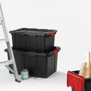 Sterilite Durable Rugged Industrial 15 Gal. Storage Bin in Black (6-Pack) 6 x 14649006