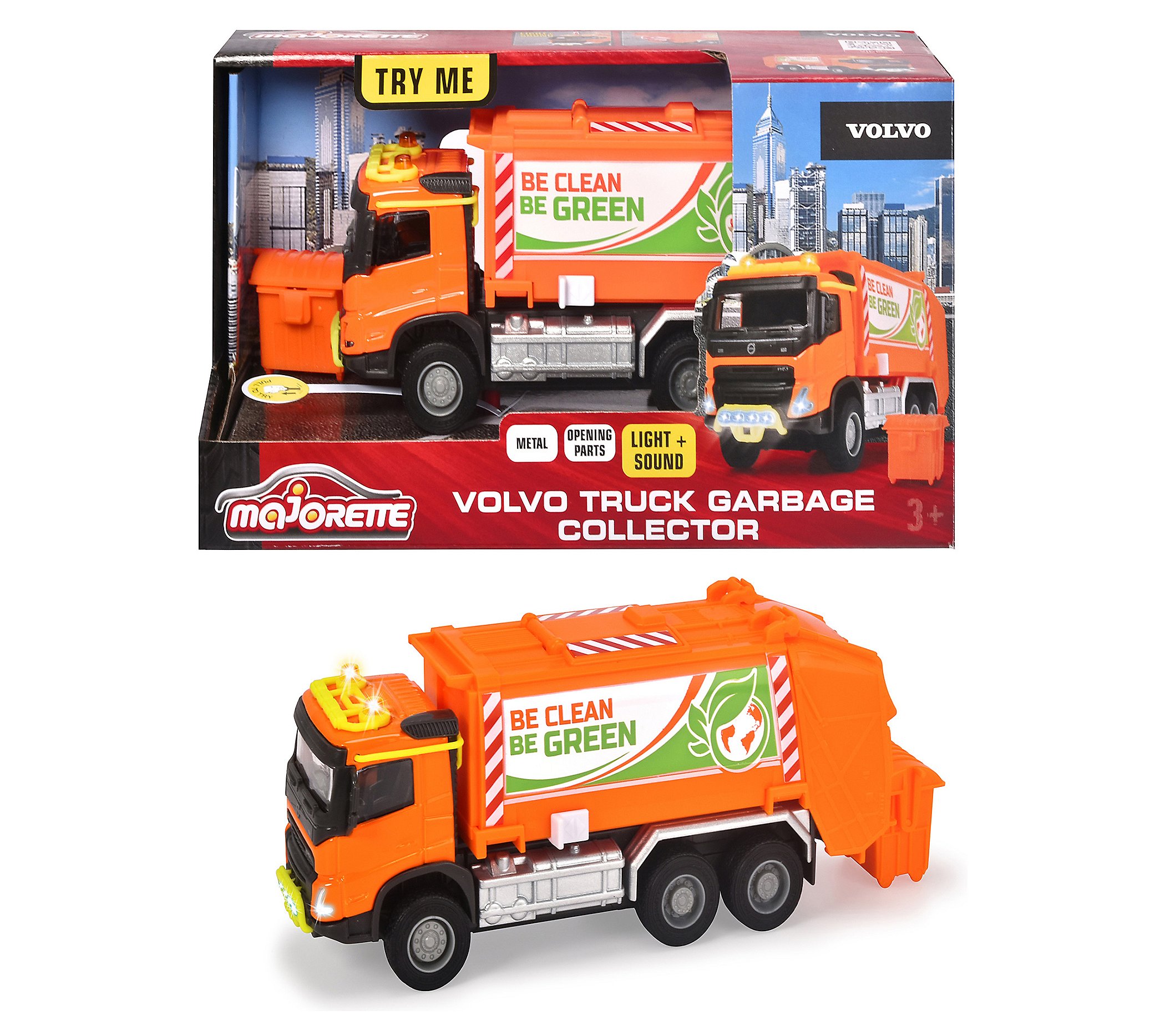 Dickie Toys Garbage Collector Light and Sound Volvo Truck