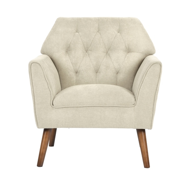 Homylin Modern Accent Chair with Solid Wood Legs， Tufted Single Sofa Armchair with Fabric Upholstered for Living Room