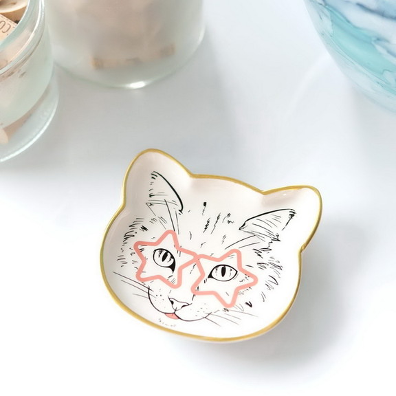 Se7en20 Cat Dish Plate   Small Ceramic Catchall Di...