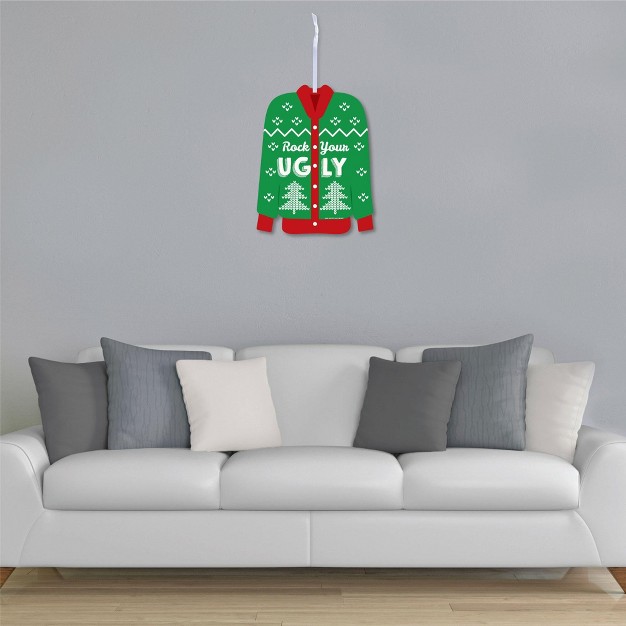 Big Dot Of Happiness Ugly Sweater Hanging Porch Holiday And Christmas Party Outdoor Decorations Front Door Decor 1 Piece Sign