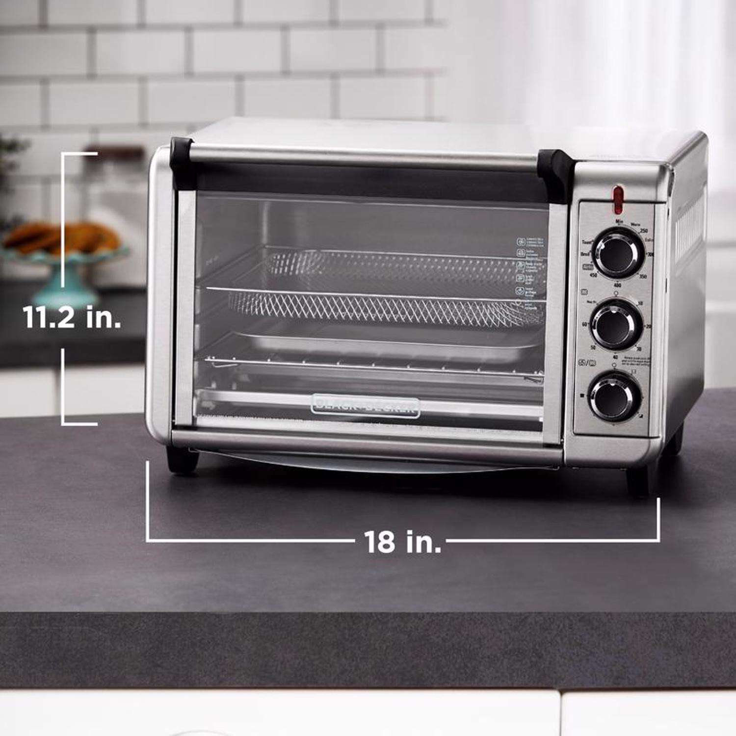 Black+Decker Crisp N Bake Stainless Steel Black/Silver 6 slot Toaster Oven w/Air Fry 11.2 in. H X 1