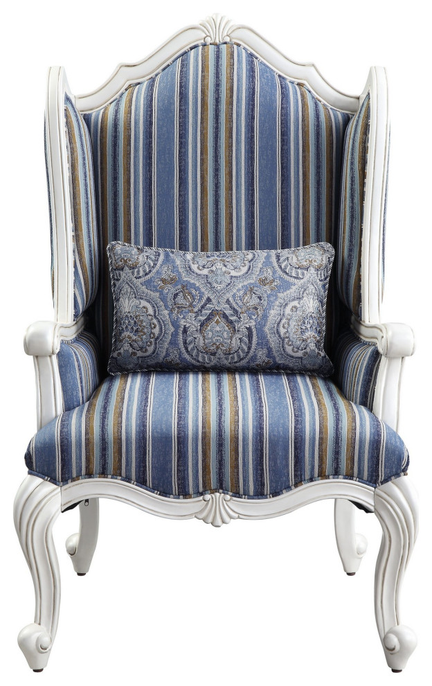 Benzara BM250655 Chair With Wingback and Resin Queen Anne Legs  Blue   Victorian   Armchairs And Accent Chairs   by Uber Bazaar  Houzz